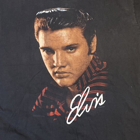 VTG 1990 Elvis Presley Winterland Graphic T Shirt Adult SZ XL Black 90s Music - Picture 2 of 12